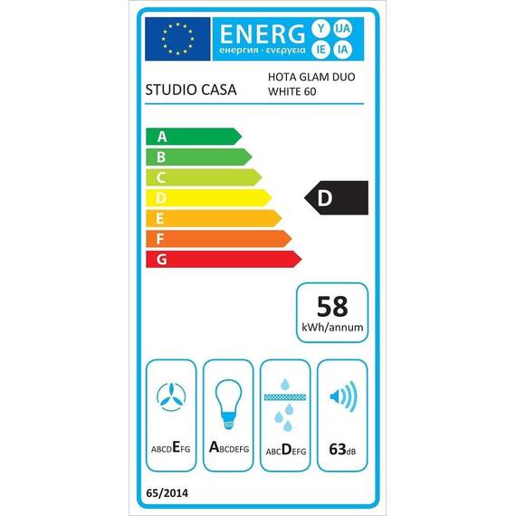 Hota decorativa Studio Casa, 1 motor turbo, 3 trepte de viteza, iluminare LED, 300 mc/h, latime 60 cm, alba - 2- Roveli