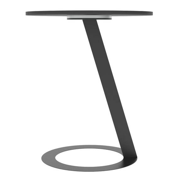 Masuta de cafea DacEnergy©, structura metalica, blatul din piatra sinterizata, design minimalist, rotunda, 45 x 45 x 53 cm, neagra - 2- Roveli
