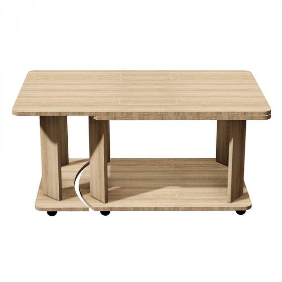 Masuta de living DacEnergy©, material PAL melaminat, rotativa, extensibila, dreptunghiulara, stejar sonoma, 95 x 50 x 50 cm, 1C - 2- Roveli