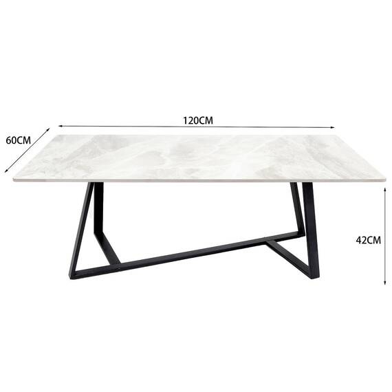 Masuta de living DacEnergy©, realizat din placaj, piatra sinterizata si otel carbon, forma dreptunghiulara, 120 x 60 x 42 cm, nuante de gri - 2- Roveli