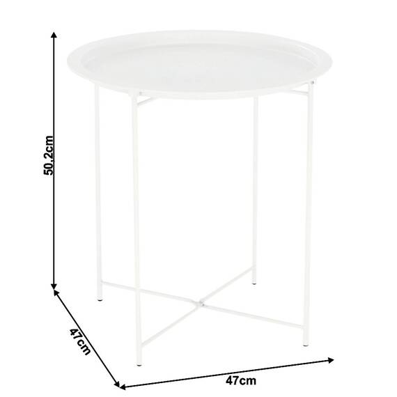 Masuta de cafea DacEnergy©, realizata din metal, design rustic, forma rotunda, 47 x 47 x 50.2, finisaj alb - 2- Roveli