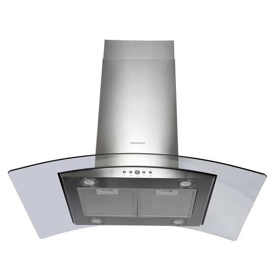 Hota insula, din otel inoxidabil si sticla, 4Led-uri, 500 mc/h, 120 W, 90 cm, 3trepte de viteza, gri - 2- Roveli