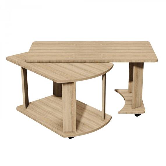 Masuta de living DacEnergy©, material PAL melaminat, rotativa, extensibila, dreptunghiulara, stejar sonoma, 95 x 50 x 50 cm, 1C - 3- Roveli
