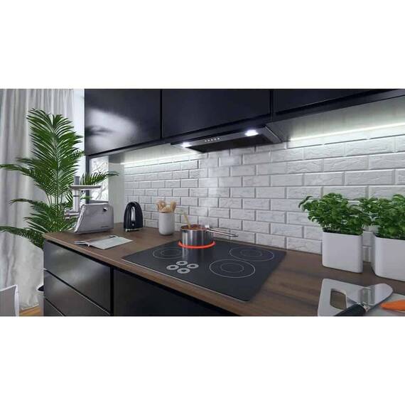 Hota incorporabila, din otel inoxidabil, 380m3/h, 120W, filtru de grasime din aluminiu, buton de control, 60x29 cm, negru - 3- Roveli