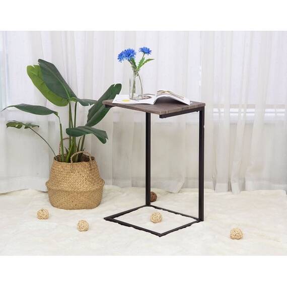 Masuta de cafea DacEnergy©, din metal negru, blat din MDF, finisaj maro, forma dreptunghiulara, 40 x 35 x 65.5 cm - 3- Roveli