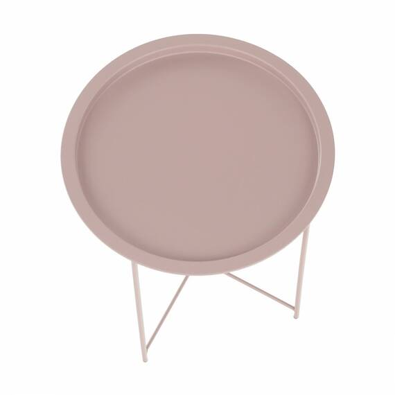 Masuta de cafea DacEnergy©, realizata din metal, design rustic, forma rotunda, 47 x 47 x 50.2, finisaj roz nude - 3- Roveli