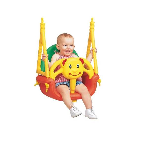 Leagan 3in1 , realizat din material de foarte buna calitate, pentru 6 luni-7 ani, structura speciala anti-alunecare, sarcina maxima 30 kg, model ursulet, verde si rosu - 3- Roveli