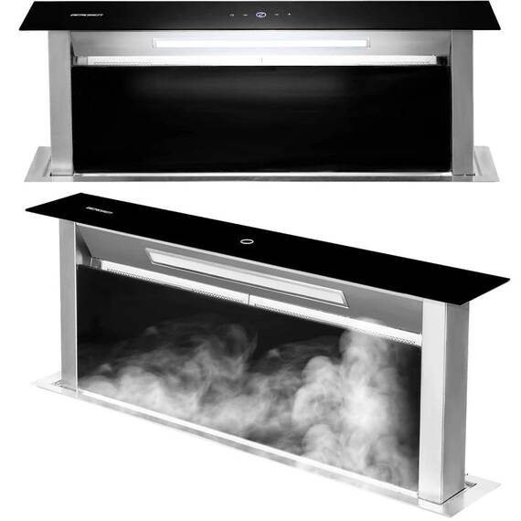 Hota de bucatarie incorporabila in blat, din inox, putere de absorbtie 500 mc/h, 70W, evacuare si absorbanta, panou tactil, 9 viteze, 30x 86,8 cm - 3- Roveli
