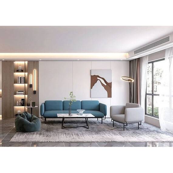 Masuta de living DacEnergy©, realizat din placaj, piatra sinterizata si otel carbon, forma dreptunghiulara, 120 x 60 x 42 cm, nuante de gri - 3- Roveli