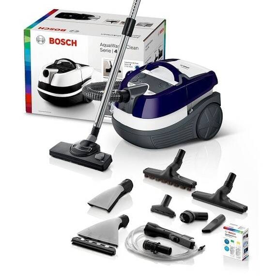 Aspirator cu aspirare uscata si umeda, cu spalare, capacitate rezervor apa 5 l, filtru EPA, tup telescopic metalic, 3 accesorii mici, 1700 W, alb si mov - 3- Roveli