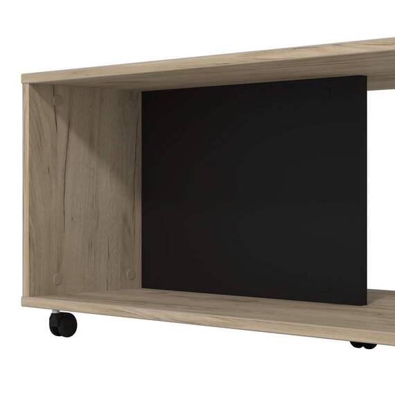Masuta de living DacEnergy©, material PAL melaminat, aspect de cutie, manevrare facila, dreptunghiulara, stejar gri si negru, 92 x 50.5 x 41.5 cm, 1C - 3- Roveli