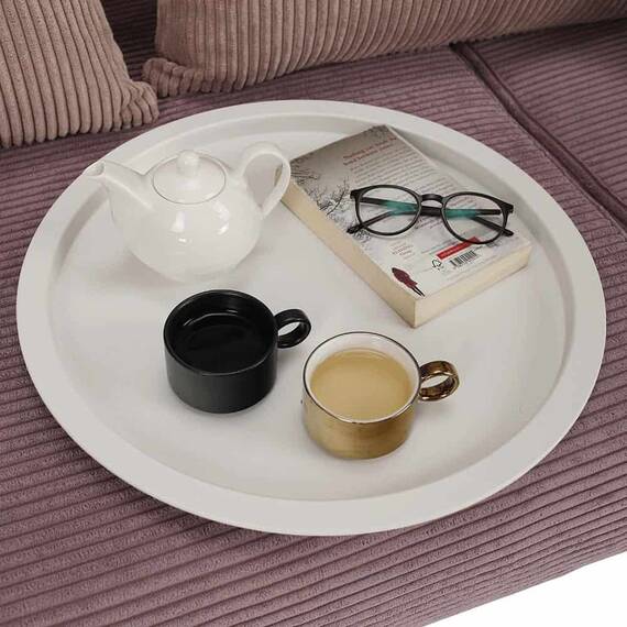 Masuta de cafea DacEnergy©, realizata din metal, design rustic, forma rotunda, 47 x 47 x 50.2, finisaj alb - 3- Roveli