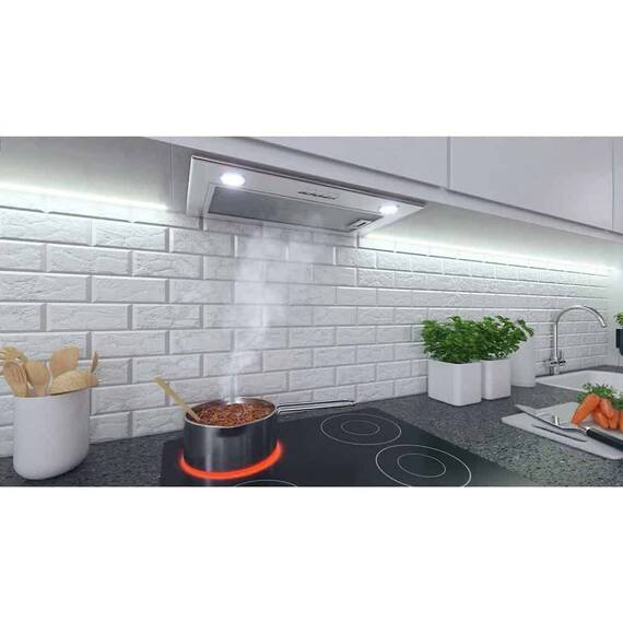 Hota incorporabila, din otel inoxidabil, 380m3/h, 120W, filtru de grasime din aluminiu, buton de control, 60x30 cm, argintie - 4- Roveli