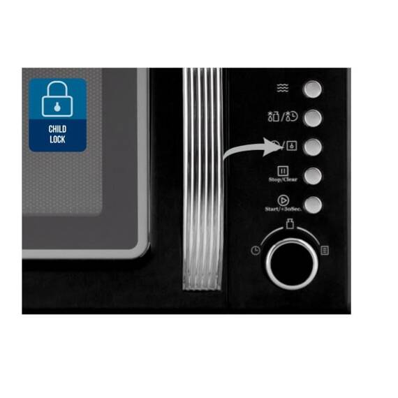 Cuptor cu microunde, timer, decongelare, blocare acces copii, 8 programe predefinite, afisare ceas, 10 nivele de putere, 20 litri, 700 W, 25.9 x 44 x 36 cm, negru - 5- Roveli