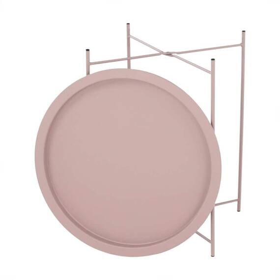 Masuta de cafea DacEnergy©, realizata din metal, design rustic, forma rotunda, 47 x 47 x 50.2, finisaj roz nude - 4- Roveli