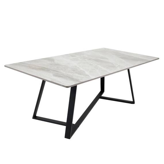 Masuta de living DacEnergy©, realizat din placaj, piatra sinterizata si otel carbon, forma dreptunghiulara, 120 x 60 x 42 cm, nuante de gri - 4- Roveli