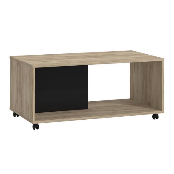 Masuta de living DacEnergy©, material PAL melaminat, aspect de cutie, manevrare facila, dreptunghiulara, stejar gri si negru, 92 x 50.5 x 41.5 cm, 1C - 4- Roveli