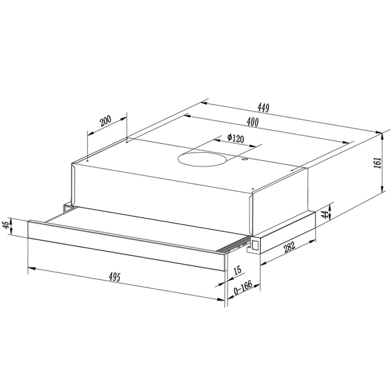 Hota de bucatarie, telescopica, otel inoxidabil, 2 moduri de functionare, 220-240V, 80 W, 200 mc/h, 2 trepte de viteza, 50 cm, inox - 5- Roveli