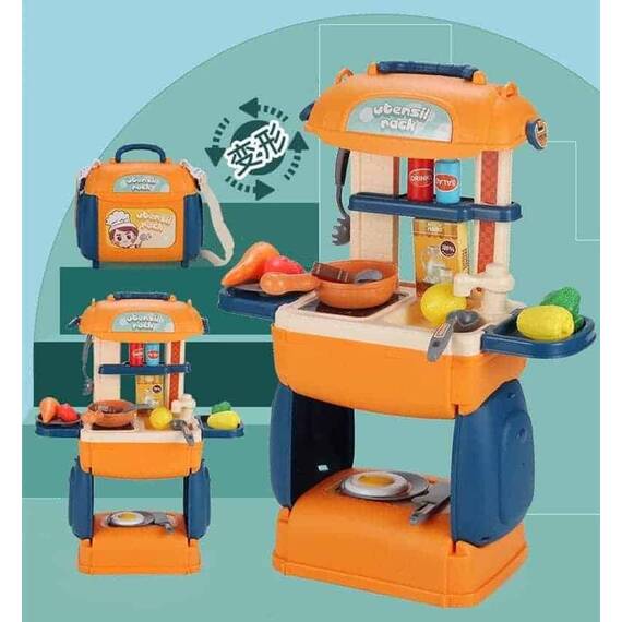 Set de bucatarie multifunctional 3 in 1 DacEnergy©, realizat din plastic ABS, portabil, joc de rol, joc imaginativ, stimulare senzoriala, 31 de accesorii, multicolor - 3- Roveli