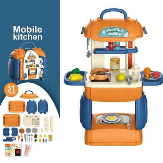 Set de bucatarie multifunctional 3 in 1 DacEnergy©, realizat din plastic ABS, portabil, joc de rol, joc imaginativ, stimulare senzoriala, 31 de accesorii, multicolor - 2- Roveli