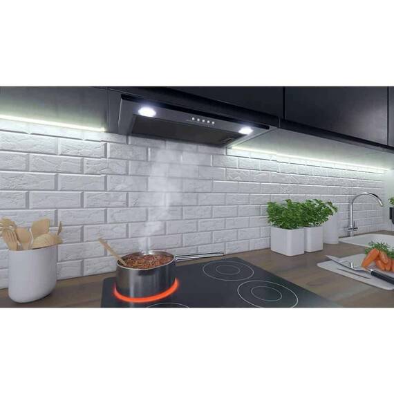 Hota incorporabila, din otel inoxidabil, 380m3/h, 120W, filtru de grasime din aluminiu, buton de control, 60x29 cm, negru - 5- Roveli