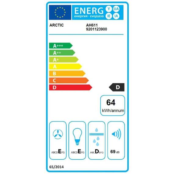 Hota clasica Arctic, 1 motor, 129 W, 295 mc/h, 3 trepte de putere, panou control mecanic, iluminare LED, latime 60 cm, alba - 5- Roveli