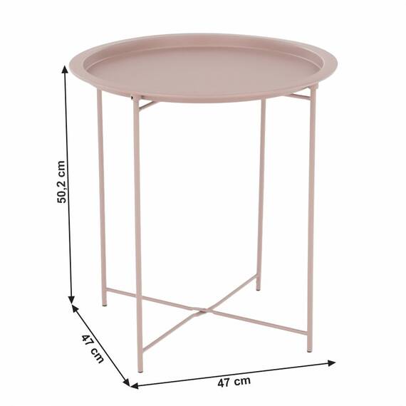 Masuta de cafea DacEnergy©, realizata din metal, design rustic, forma rotunda, 47 x 47 x 50.2, finisaj roz nude - 5- Roveli