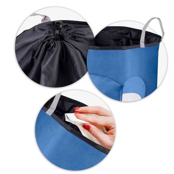 ​Cutie organizator pentru copii DacEnergy©, fabricat din material durabil, capacitate foarte mare, un cordon pentru inchidere, cu manere, imprimeu elefant, 34 x 48 cm, albastru - 6- Roveli