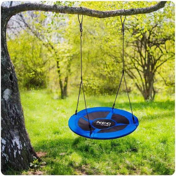 Leagan cuib , cadru otel, poliester Oxford acoperit 600D, forma rotunda, material impermeabil, greutate maxima 150kg, 95cm, albastru - 6- Roveli