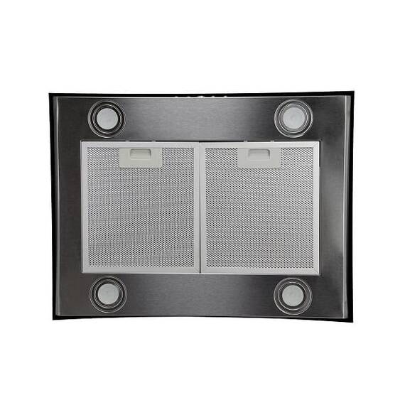 Hota insula, din otel inoxidabil si sticla, 4Led-uri, 500 mc/h, 120 W, 90 cm, 3trepte de viteza, gri - 4- Roveli