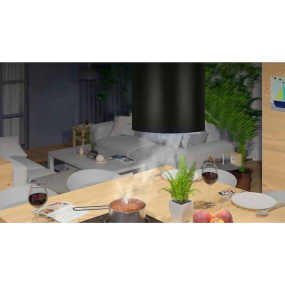 Hota de bucatarie insula, carcasa din otel, 3 trepte, iluminare Led, 2x1,25 W, 460 m3/h, mod de functionare absorbant si extractor, 35 cm, putere motor 100W, 220-240V, neagra - 7- Roveli