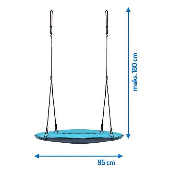 Leagan cuib, cadru otel, poliester Oxford acoperit 600D, forma rotunda, material impermeabil, greutate maxima 150kg, 95cm, turcoaz - 7- Roveli
