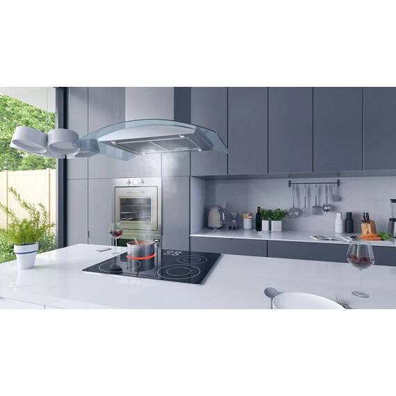 Hota insula, din otel inoxidabil si sticla, 4Led-uri, 500 mc/h, 120 W, 90 cm, 3trepte de viteza, gri - 6- Roveli