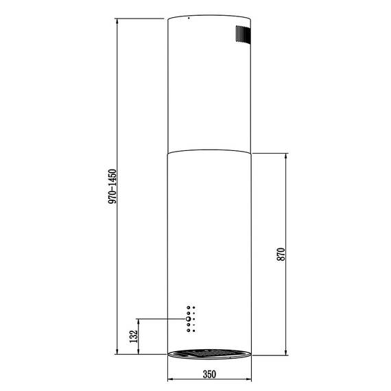 Hota de bucatarie insula, carcasa din otel, 3 trepte, iluminare Led, 2x1,25 W, 460 m3/h, mod de functionare absorbant si extractor, 35 cm, putere motor 100W, 220-240V, neagra - 9- Roveli