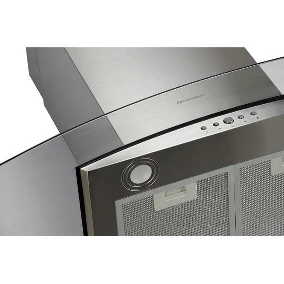 Hota insula, din otel inoxidabil si sticla, 4Led-uri, 500 mc/h, 120 W, 90 cm, 3trepte de viteza, gri - 3- Roveli