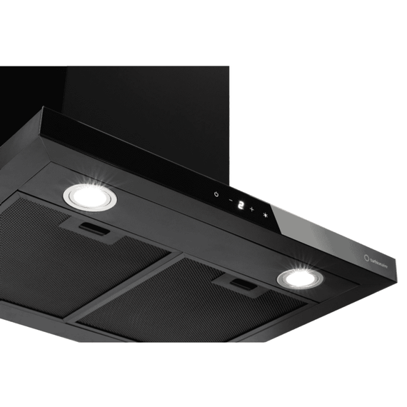 Hota decorativa Turbionaire, din otel inoxidabi, 1 motor, 122 W, 3 viteze, functie Boost, display digital, latime 60 cm, filtru de grasimi in 5 straturi, neagra - 4- Roveli
