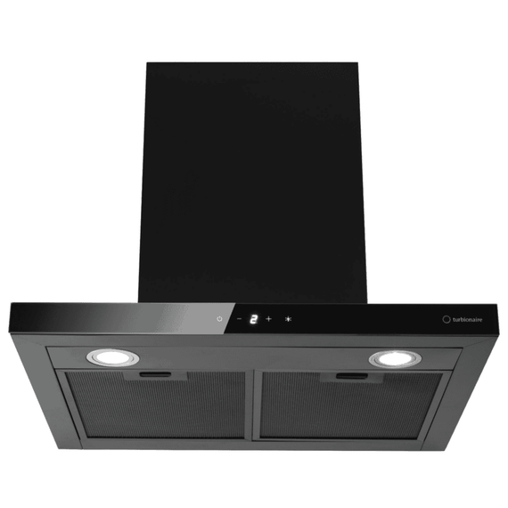 Hota decorativa Turbionaire, din otel inoxidabi, 1 motor, 122 W, 3 viteze, functie Boost, display digital, latime 60 cm, filtru de grasimi in 5 straturi, neagra - - Roveli