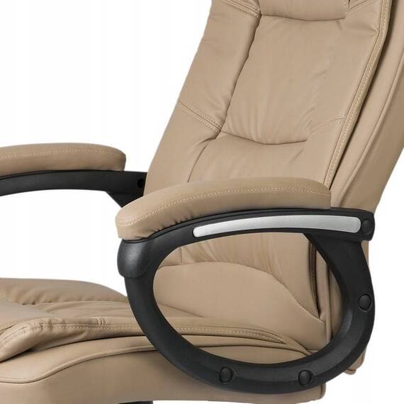 Scaun birou DacEnergy, spatar moale, strat dublu de burete, forma ergonomica, suport lombar, 125x60 cm, piele, bej - 10- Roveli