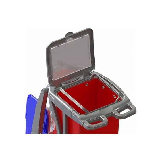 Carucior de curatenie DacEnergy©, realizat din plastic, design ergonomic, o galeata, 25 litri, storcator profesional pentru mop, rosu si gri - 2- Roveli