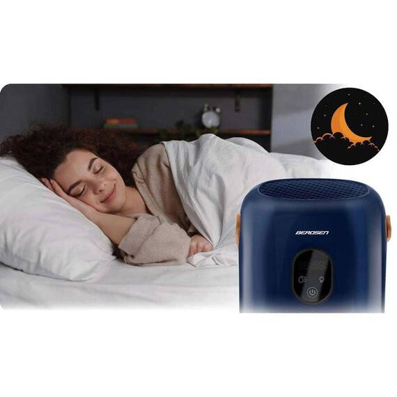 Dezumidificator , rezervor detasabil 1000 ml, alimentare 220 - 240 V, capacitate mare 400 ml/ 24h, 34 dB, 22,5W, tehnologia Peltier, mod de noapte, albastru - 2- Roveli