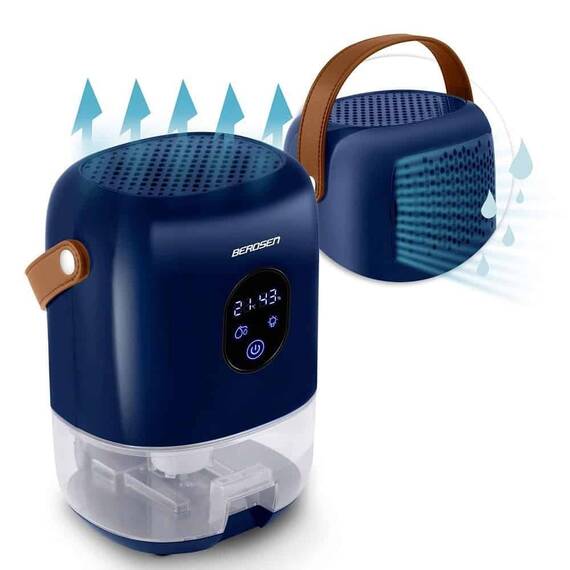 Dezumidificator , rezervor detasabil 1000 ml, alimentare 220 - 240 V, capacitate mare 400 ml/ 24h, 34 dB, 22,5W, tehnologia Peltier, mod de noapte, albastru - 5- Roveli