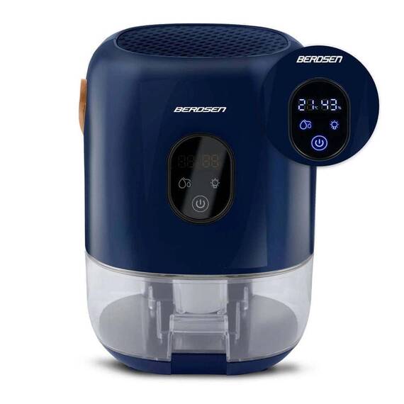 Dezumidificator , rezervor detasabil 1000 ml, alimentare 220 - 240 V, capacitate mare 400 ml/ 24h, 34 dB, 22,5W, tehnologia Peltier, mod de noapte, albastru - 9- Roveli