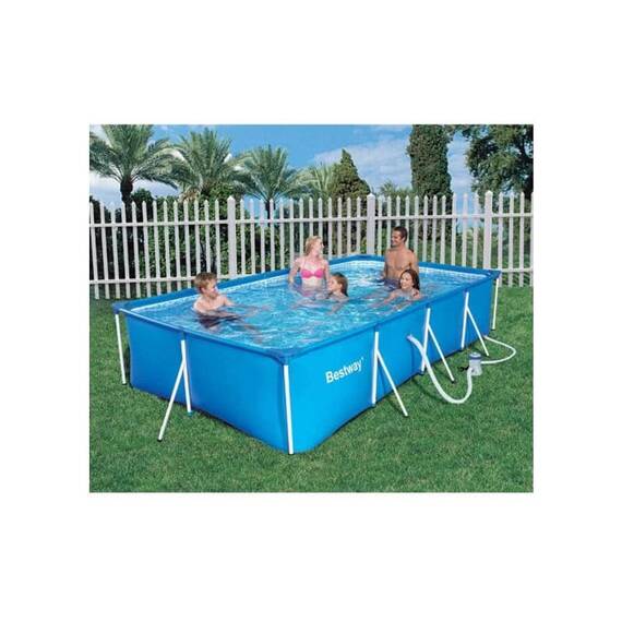Piscina cu cadru metalic, cu pompa de filtrare, dimensiuni 399 x 211 x 81 cm, 5700 litri, dreptunghiulara, culoare albastru - 3- Roveli