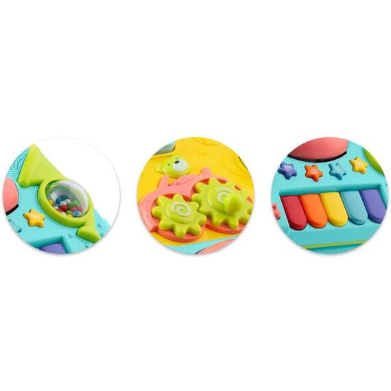 Premergator pentru copii 2in1 , solid si durabil, roti cu blocare si cauciuc antiderapant, cu pian pe un panou educational, cu sunet, 40,5 x36 x46 cm, turcoaz - 5- Roveli