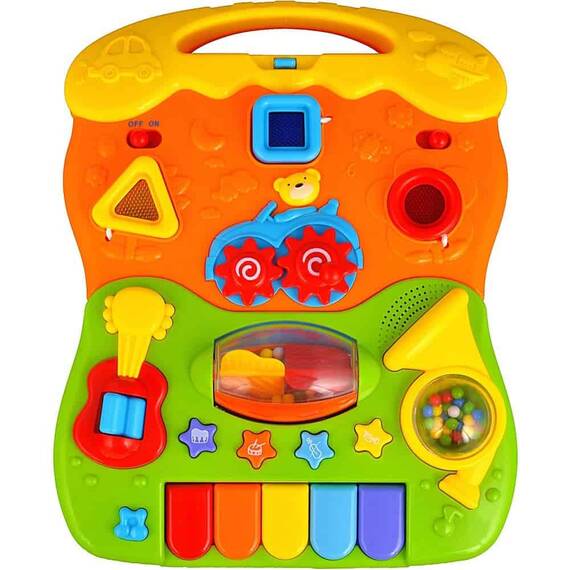 Premergator pentru copii 2in1 , solid si durabil, roti cu blocare si cauciuc antiderapant, cu pian pe un panou educational, cu sunet, 40,5 x36 x46 cm, alb - 6- Roveli