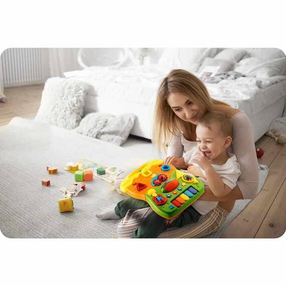 Premergator pentru copii 2in1 , solid si durabil, roti cu blocare si cauciuc antiderapant, cu pian pe un panou educational, cu sunet, 40,5 x36 x46 cm, alb - 7- Roveli