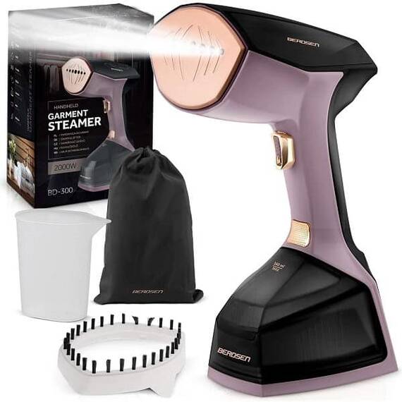 Aparat de calcat vertical cu abur, iesire de abur cu o putere de 45 g/min, recipient 360 ml, atasament pentru perie, buton automat cu blocare, display LCD, 2000 W, mov si negru - 7- Roveli