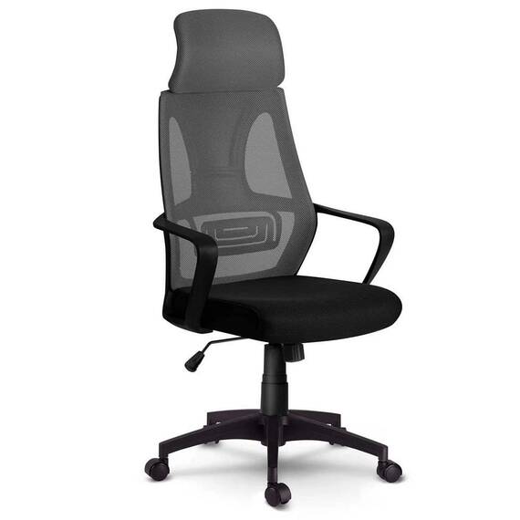 Scaun de birou DacEnergy©, tapiterie micro-plasa, cotiere din plastic, reglarea inaltimii si tetiera, roti duble, cauciucate, forma ergonomica, gri - 11- Roveli