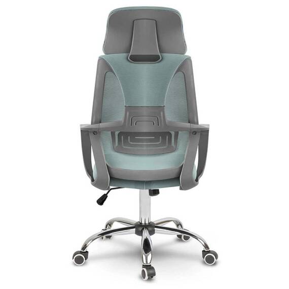 Scaun de birou DacEnergy©, tapiterie micro-plasa, cotiere din plastic, reglarea inaltimii si tetiera, roti duble, cauciucate, forma ergonomica, albastru deschis - 11- Roveli