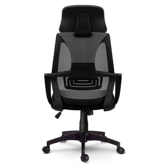 Scaun de birou DacEnergy©, tapiterie micro-plasa, cotiere din plastic, reglarea inaltimii si tetiera, roti duble, cauciucate, forma ergonomica, gri - 13- Roveli